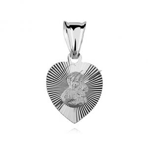 Srebrny medalik serce Matka Boska Częstochowska - MD129