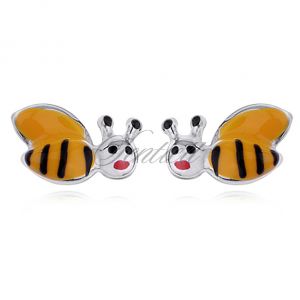 Srebrne kolczyki pr.925 emaliowane żółte pszczółki - G0010