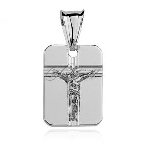 Srebrny diamentowany medalik pr.925 Jezus na krzyżu - GMD006