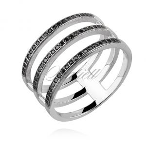 Srebrny, duży pierścionek pr.925 cyrkonia czarna - Z0917A_B