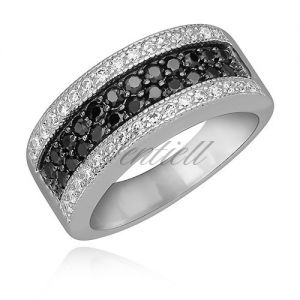 Srebrny, szykowny pierścionek pr.925 z czarnymi cyrkoniami - Z0769