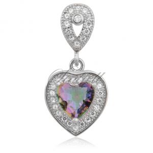 Srebrna zawieszka pr.925 Cyrkonia różnokolorowa serce wysadzane kryształkami - J0105