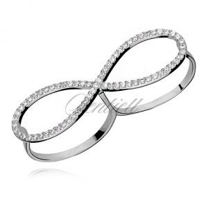 Srebrny podwójny pierścionek  pr.925 cyrkonia biała - Nieskończoność - OZR0150042