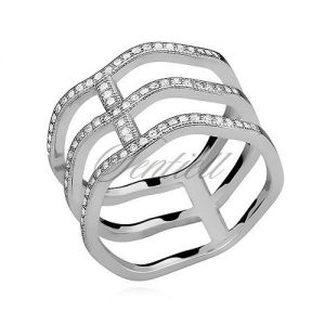 Srebrny, duży pierścionek pr.925 cyrkonia biała - Z0924