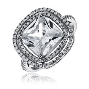 Srebrny modny pierścionek pr.925 Cyrkonia biała - Z0707A_W