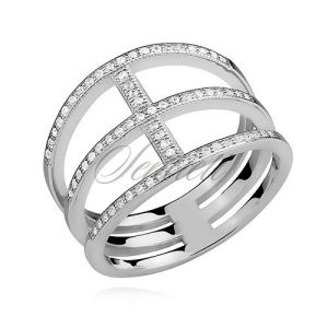 Srebrny, duży pierścionek pr.925 cyrkonia biała - Z0922
