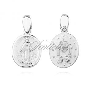 Srebrny (pr.925) medalik dwustronny - Matka Boska Cudowna - KS0190C