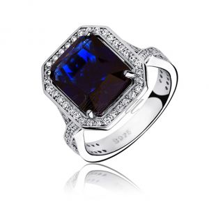 Srebrny modny pierścionek pr.925 Cyrkonia szafirowa - Z0706A_BL