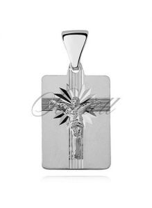Srebrny diamentowany medalik pr.925 Jezus na krzyżu - MD471b