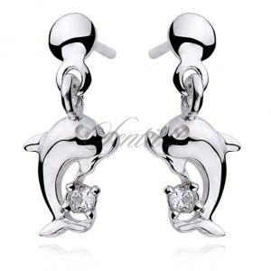 Kolczyki srebrne pr. 925 cyrkonia delfin - KS0027