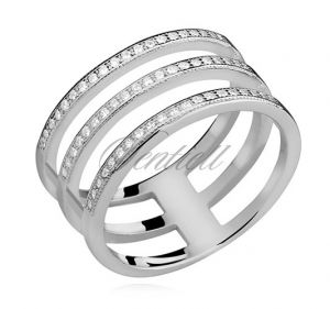 Srebrny, duży pierścionek pr.925 cyrkonia biała - Z0917A_W