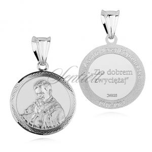 Srebrny medalik pr.925 - Błogosławiony ksiądz Jerzy Popiełuszko - MD473