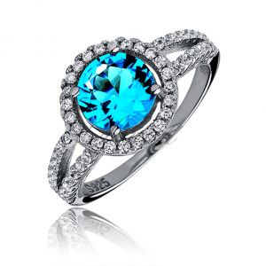 Srebrny elegancki pierścionek pr.925 Cyrkonia aquamaryna - Z0699A_AQ
