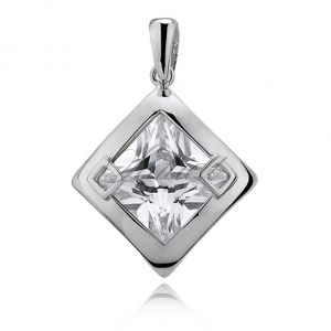 Srebrna zawieszka pr.925 Cyrkonia biała romb - KS0035C